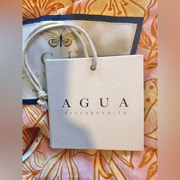 NWT Agua by Agua Bendita  Cielo Vuelo Atardecer Puff Sleeve Cut Out Dress Sz M - Picture 8 of 8